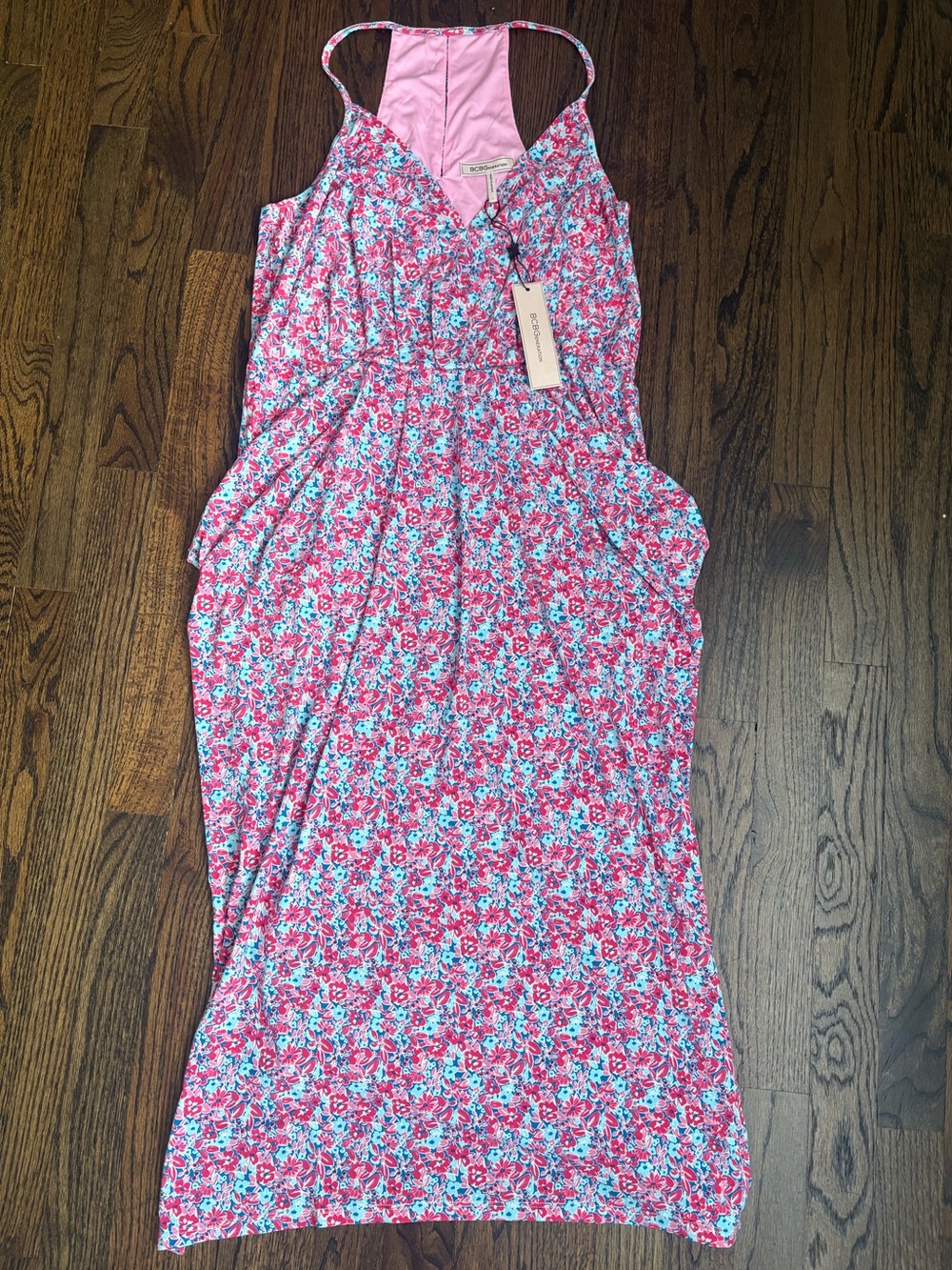Pink Floral Midi Dress